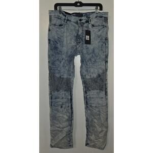 New With Tag Steve's Jeans Mens Size 32x32 Light Blue Stretch Skinny Double Knee